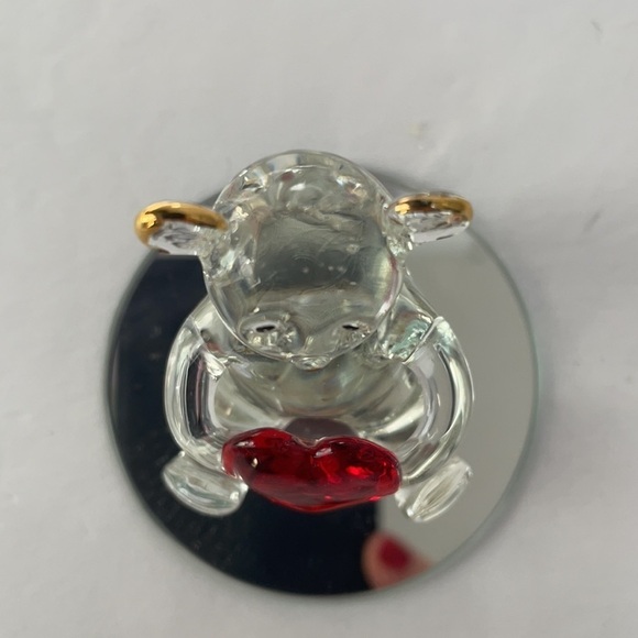 Glass Collection Bear Red Heart 22 K Gold Accents Valentine’s Day - Picture 4 of 9